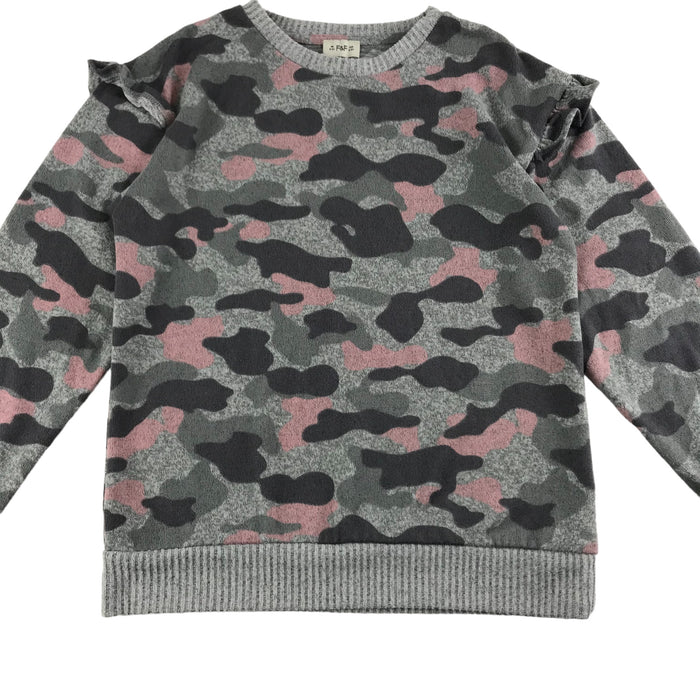 F&F 8 years grey and pink camo pattern jumper
