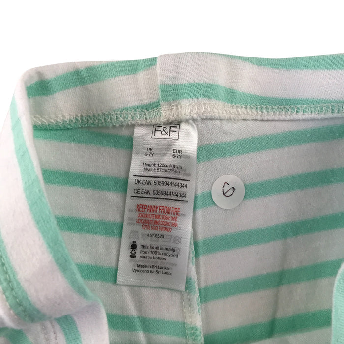 F&F leggings 6-7 years mint and white stripy cropped
