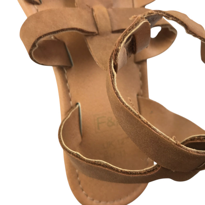 F&F size 12 junior brown strap sandals shoe