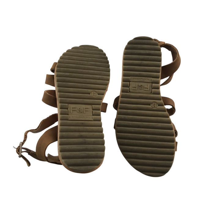 F&F size 12 junior brown strap sandals shoe