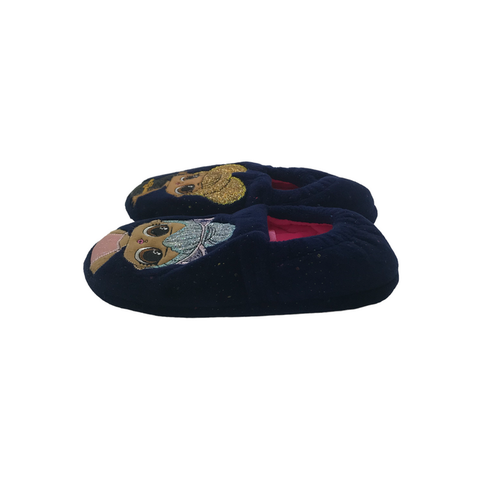 F&F size UK 12 (jr) navy LOL slippers