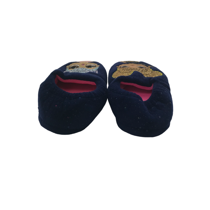 F&F size UK 12 (jr) navy LOL slippers