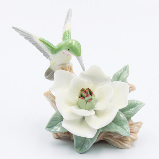 Fine Porcelain Figurine - Hummingbird with Magnolia White Flower 96402
