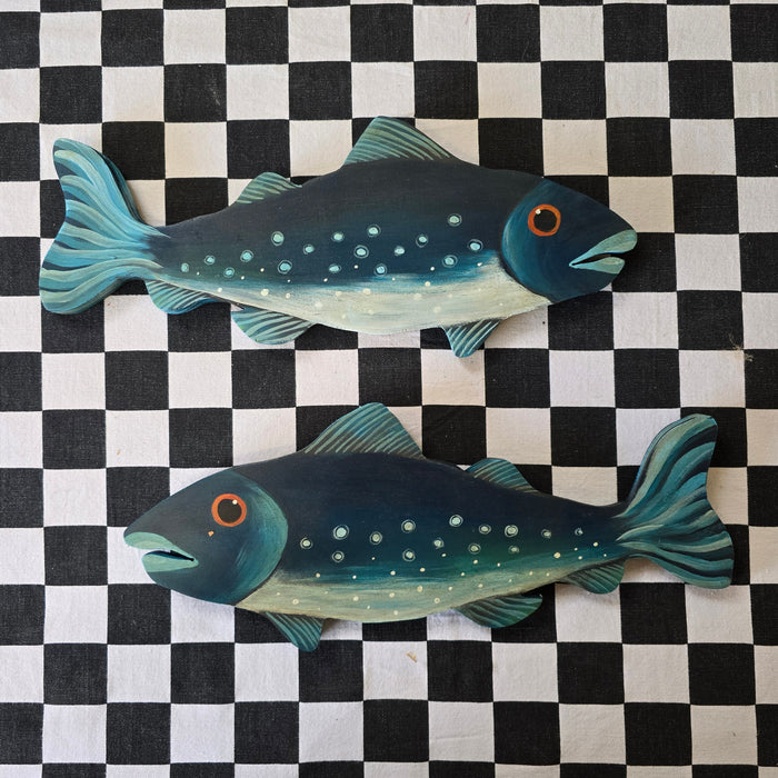 FISH! - Blue Trout Wooden Wall Sculpture 13"
