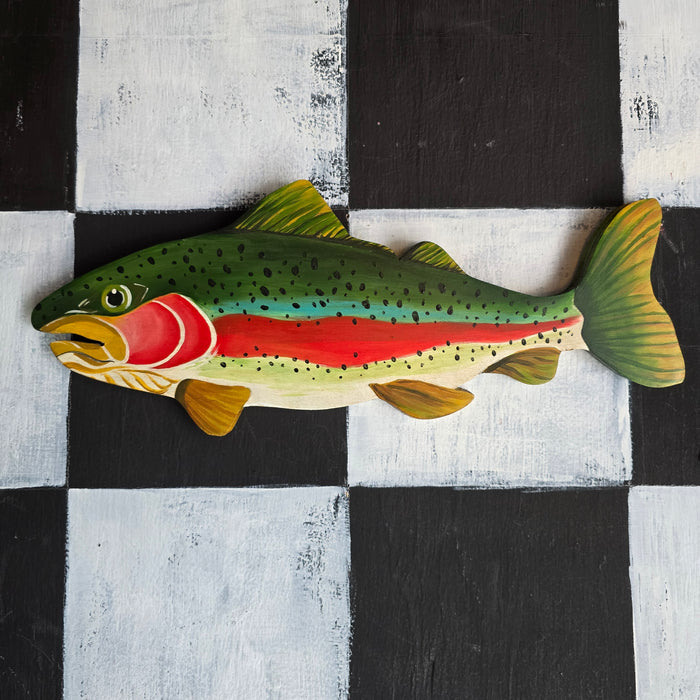 FISH! - Colorful Trout Wooden Wall Sculpture 13"