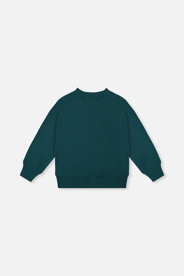 Back view of the Deux par Deux green forest fleece sweatshirt