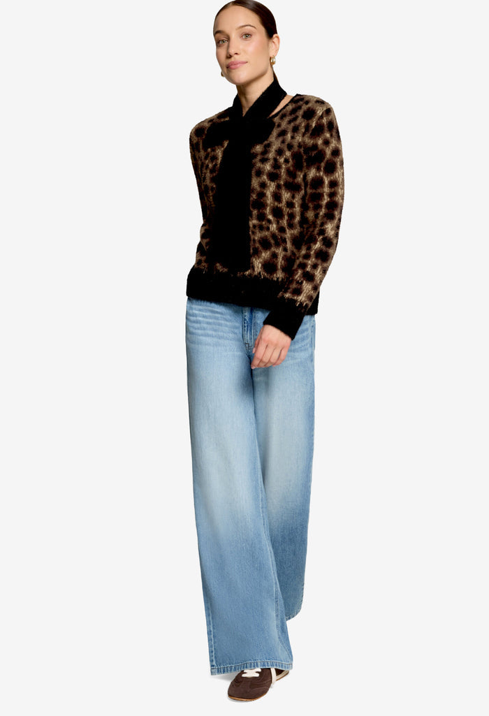 Fluffy Leopard Knit Cardigan