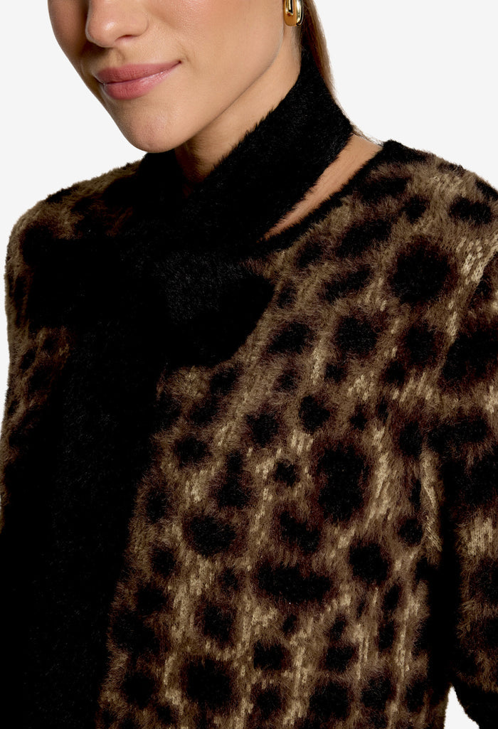 Fluffy Leopard Knit Cardigan