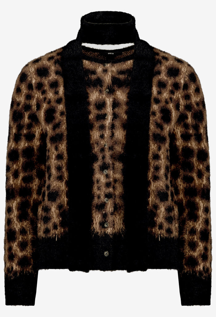 Fluffy Leopard Knit Cardigan