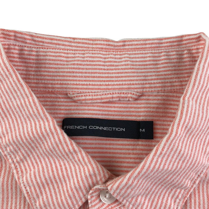French Connection men's M red salmon and white striped shirt