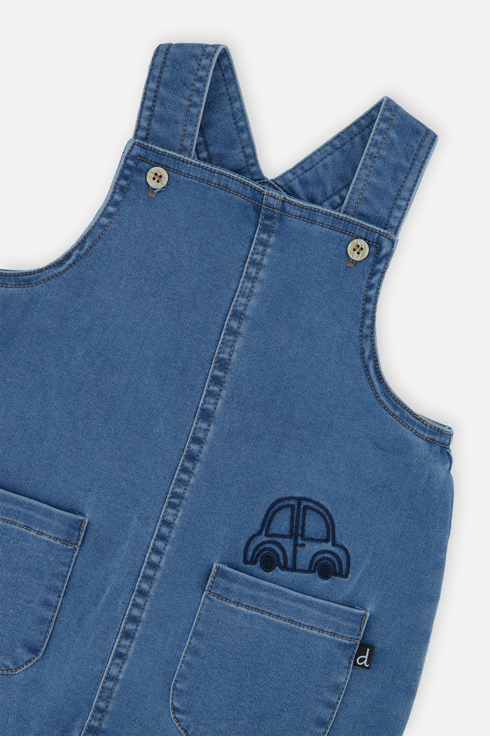 Deux par Deux light blue denim-look baby overall, alternate view