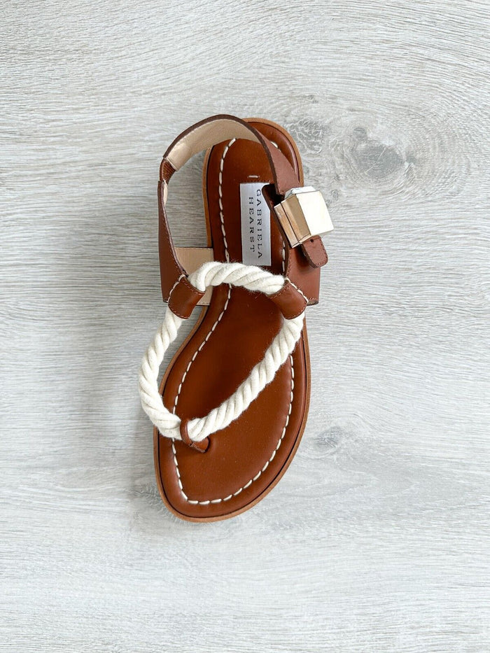 Gabriela Hearst Zephyr Rope Strap Brown Leather Thong Sandals - House Of Huntington
