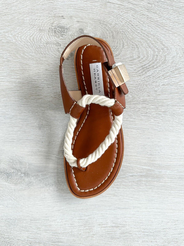 Gabriela Hearst Zephyr Rope Strap Brown Leather Thong Sandals - House Of Huntington