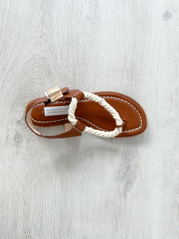 Gabriela Hearst Zephyr Rope Strap Brown Leather Thong Sandals - House Of Huntington