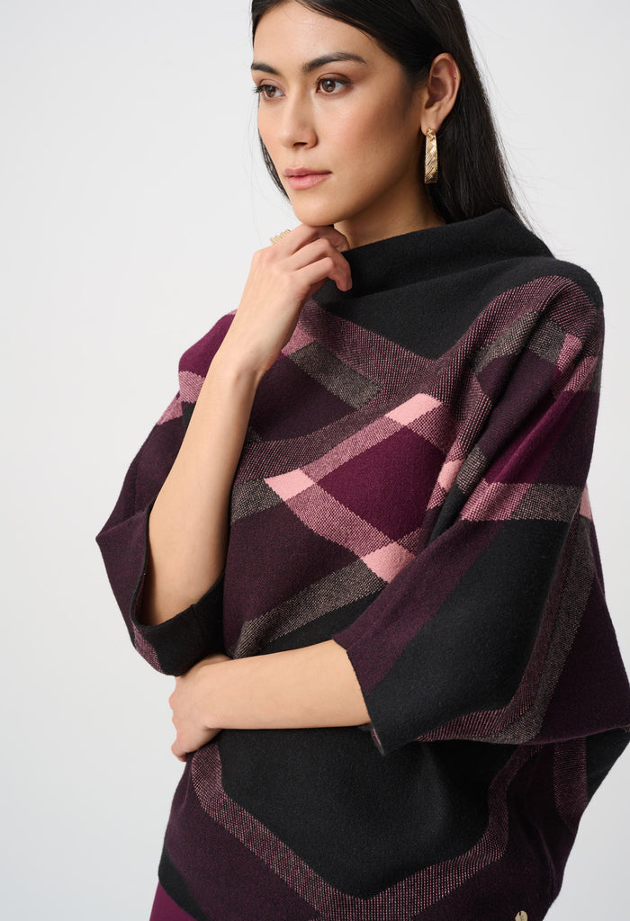 Geometric Cowl Neck Poncho
