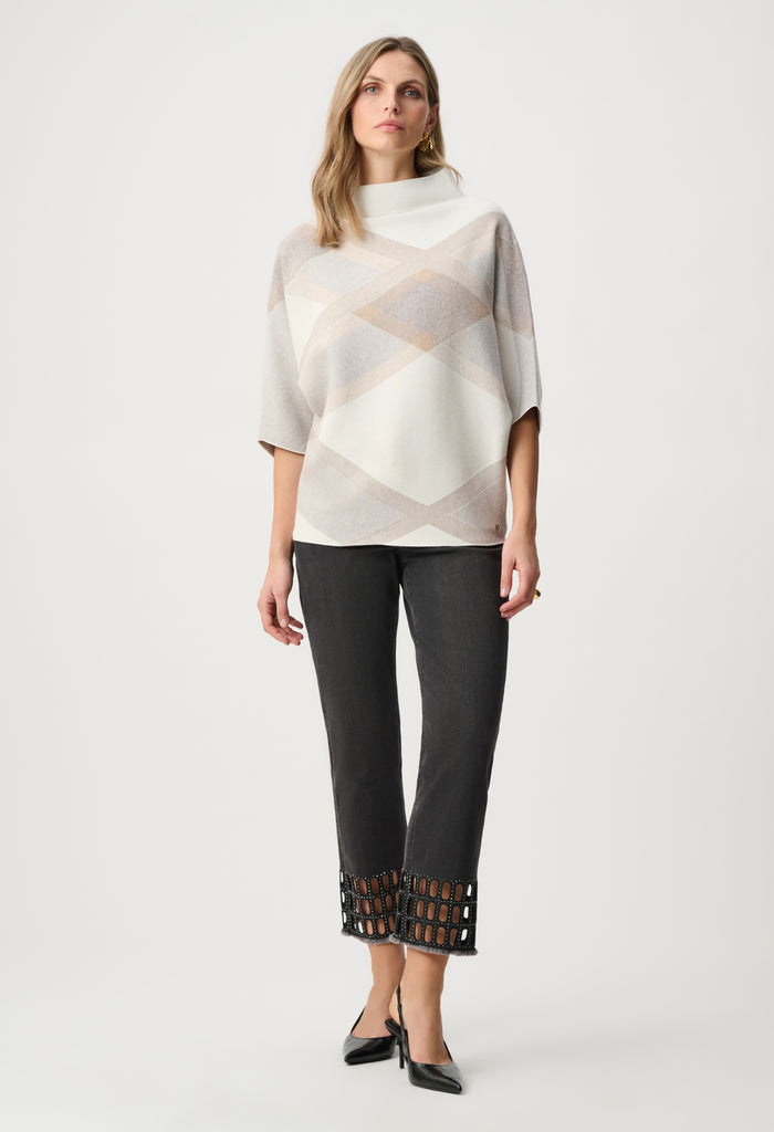 Geometric Cowl Neck Poncho