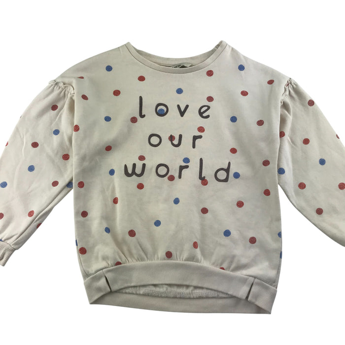 George 5-6 years white polka dot love our world sweater