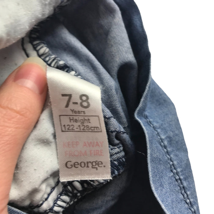 George 7-8 years blue denim bowtie playsuit