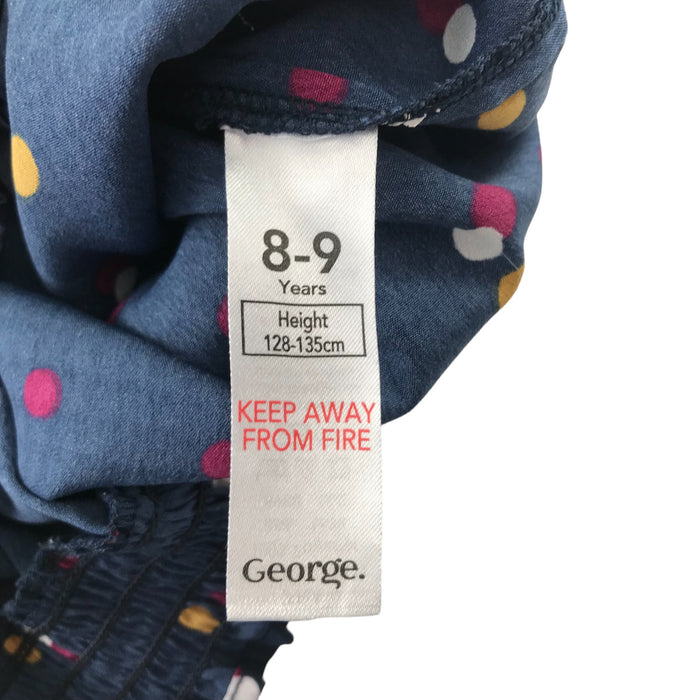 George 8-9 years navy multicoloured polka dot bow tie blouse