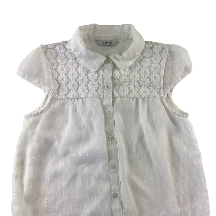 George 8-9 years white embroidered floral blouse