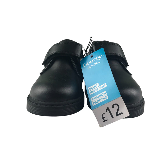 George  size UK 9 (jr) black hook and loop strap school shoes