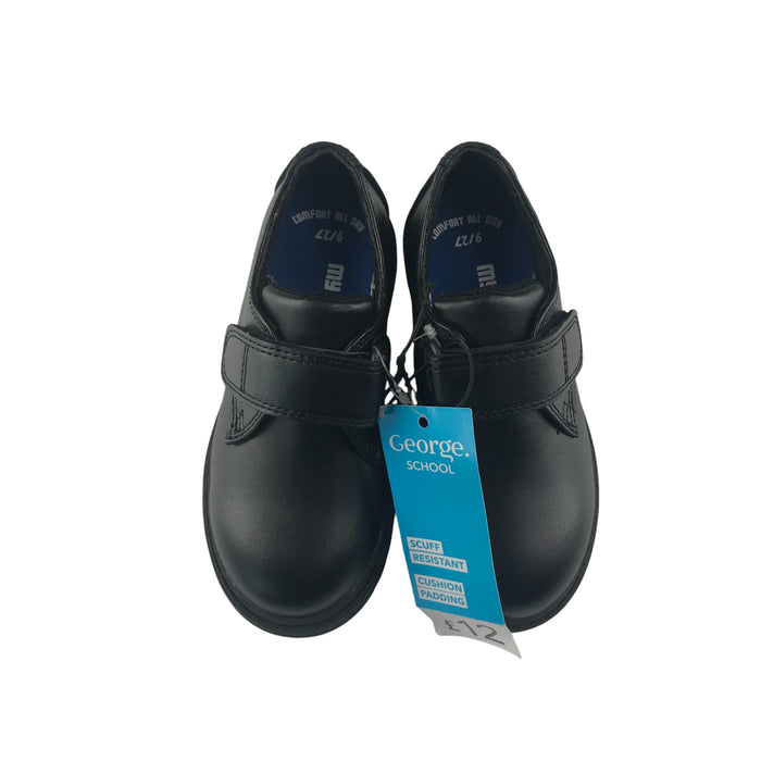 George  size UK 9 (jr) black hook and loop strap school shoes