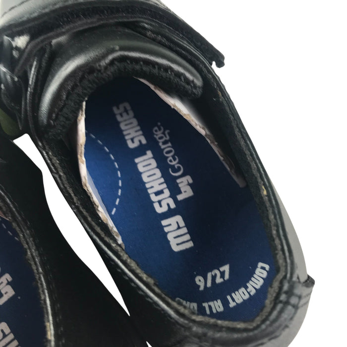 George  size UK 9 (jr) black hook and loop strap school shoes