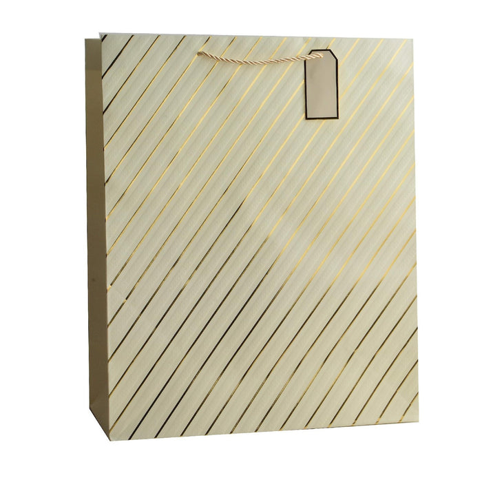Giftrite Jumbo Foil Metallic Striped Paper Gift Bags with Handles & Gift Tags, 19" x 16" x 8", | Wholesale