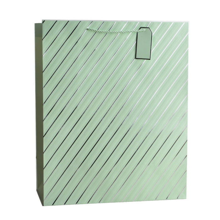 Giftrite Jumbo Foil Metallic Striped Paper Gift Bags with Handles & Gift Tags, 19" x 16" x 8", | Wholesale