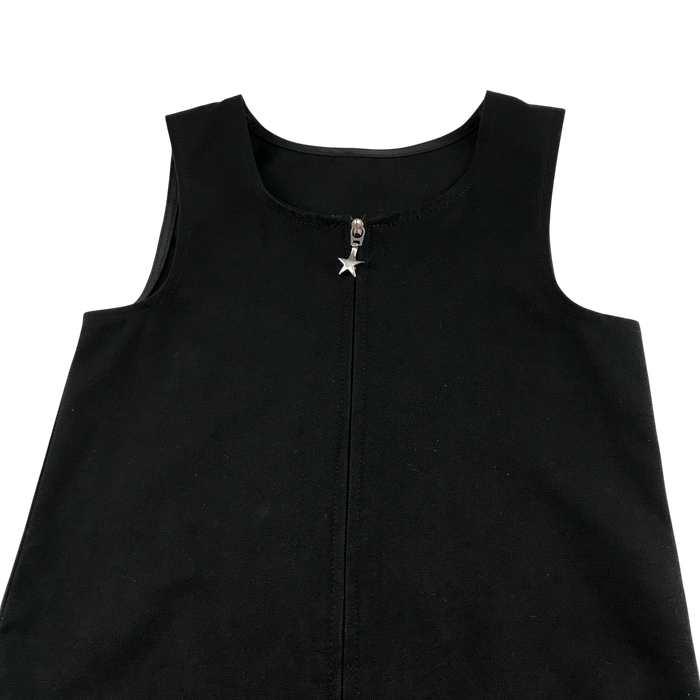 Girls black A-line with zipper school pinafore