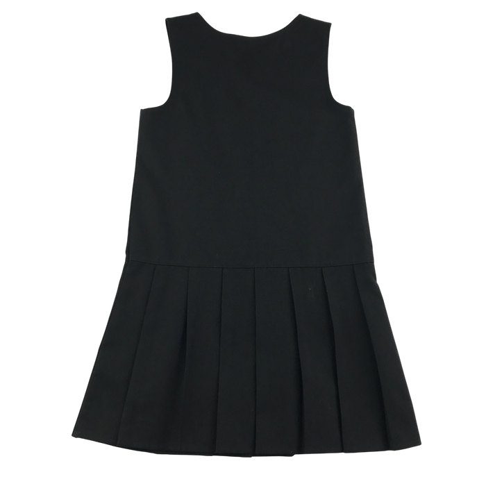 Girls black A-line with zipper school pinafore
