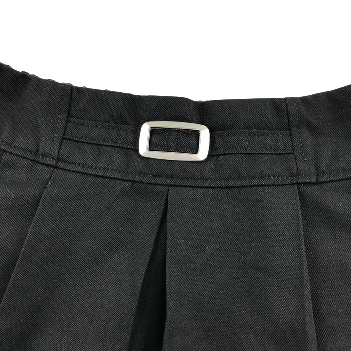 Girls black buckle detail pleated adjustable waist school skirt