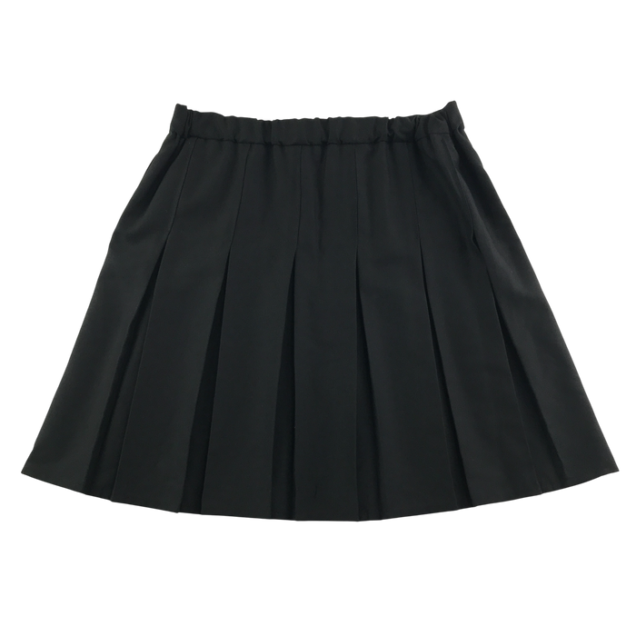 Girls black thin adjustable waist band pleated school skirt