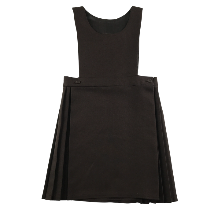 Girls brown bib style school pinafore