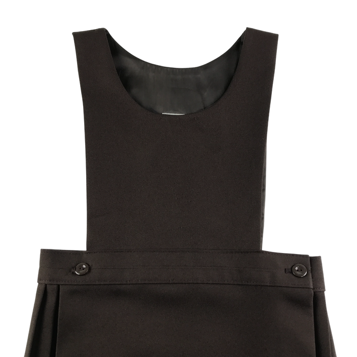 Girls brown bib style school pinafore