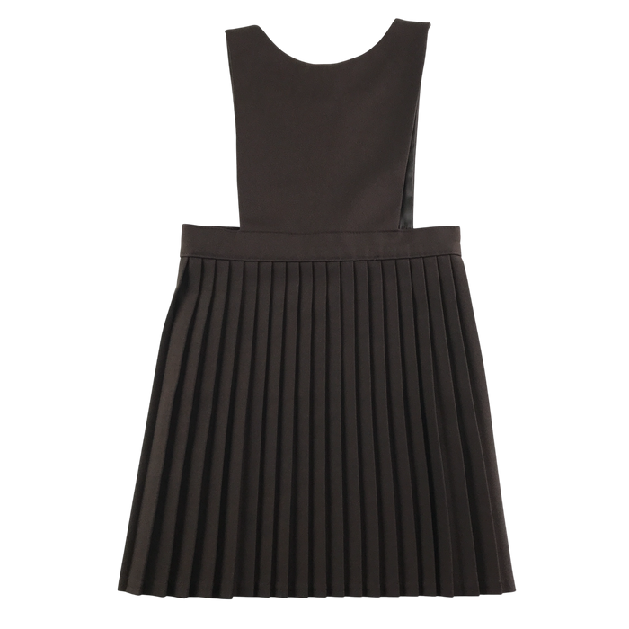 Girls brown bib style school pinafore