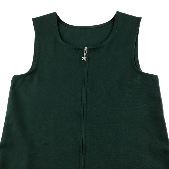 Girls green A-line with zipper school pinafore
