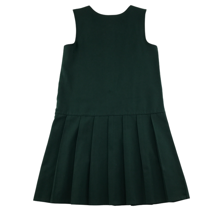 Girls green A-line with zipper school pinafore