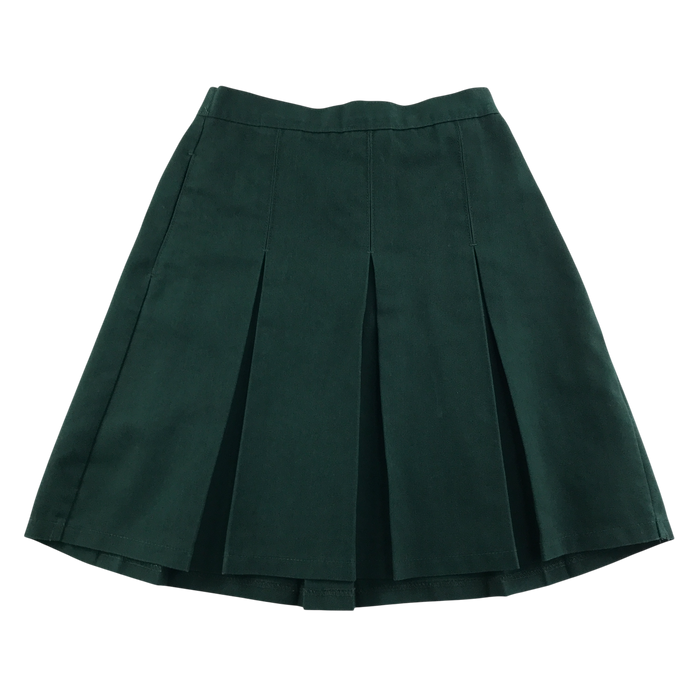 Girls green thin adjustable waistband pleated school skirt