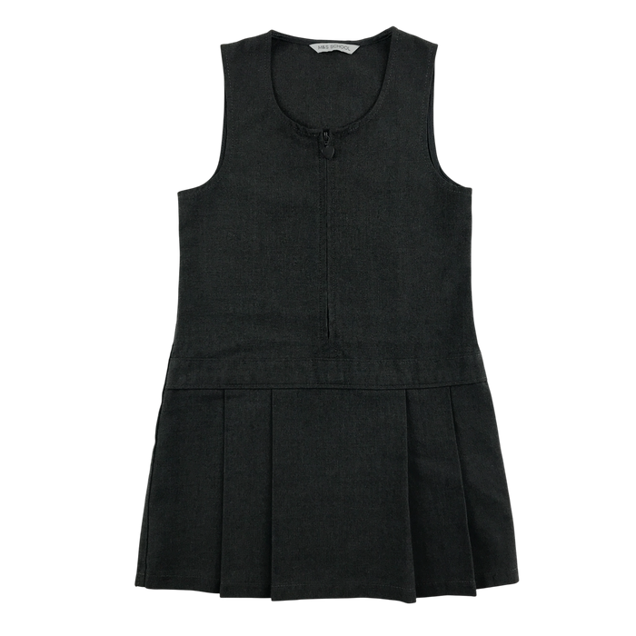 Girls grey A-line with zipper school pinafore
