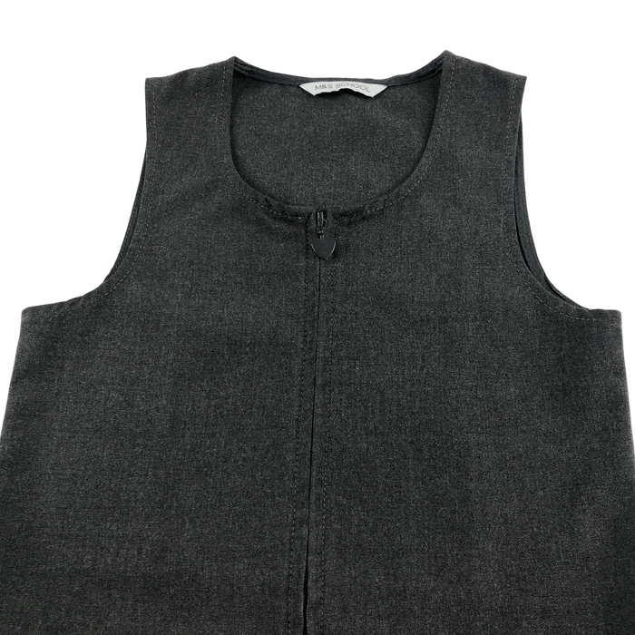 Girls grey A-line with zipper school pinafore
