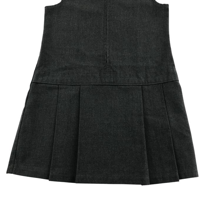 Girls grey A-line with zipper school pinafore