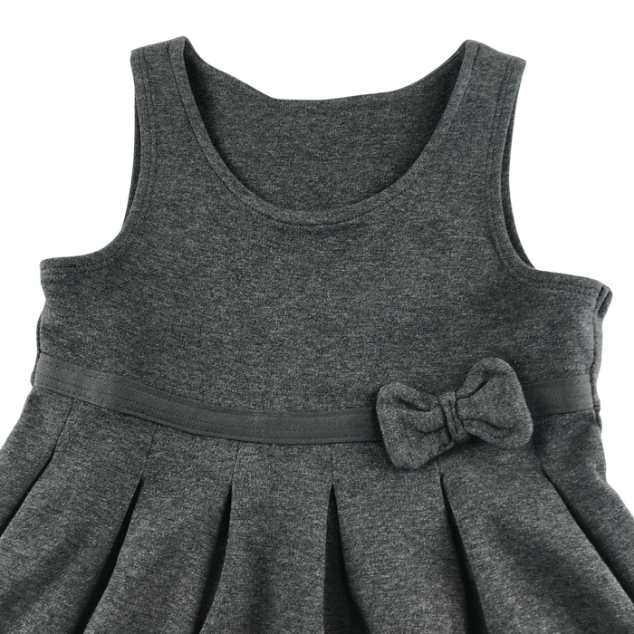 Girls grey jersey bow detail school pinafore