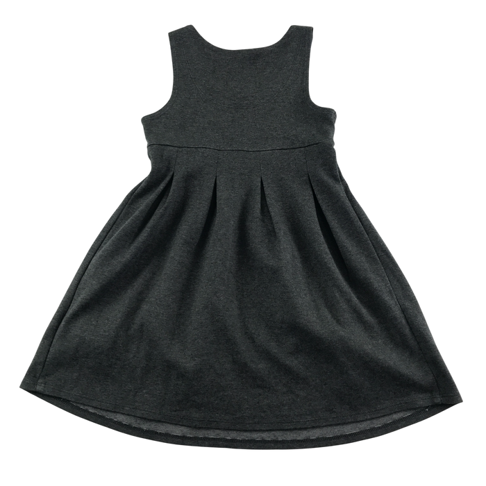 Girls grey jersey bow detail school pinafore