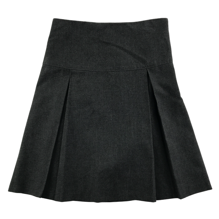Girls grey pleated adjustable waist school skirt