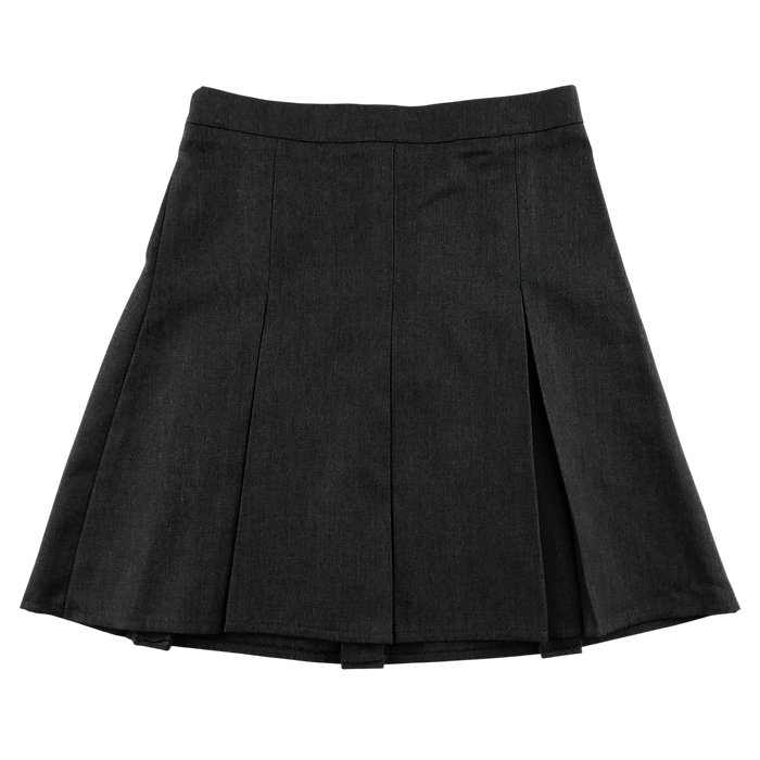 Girls grey thin adjustable waistband pleated school skirt