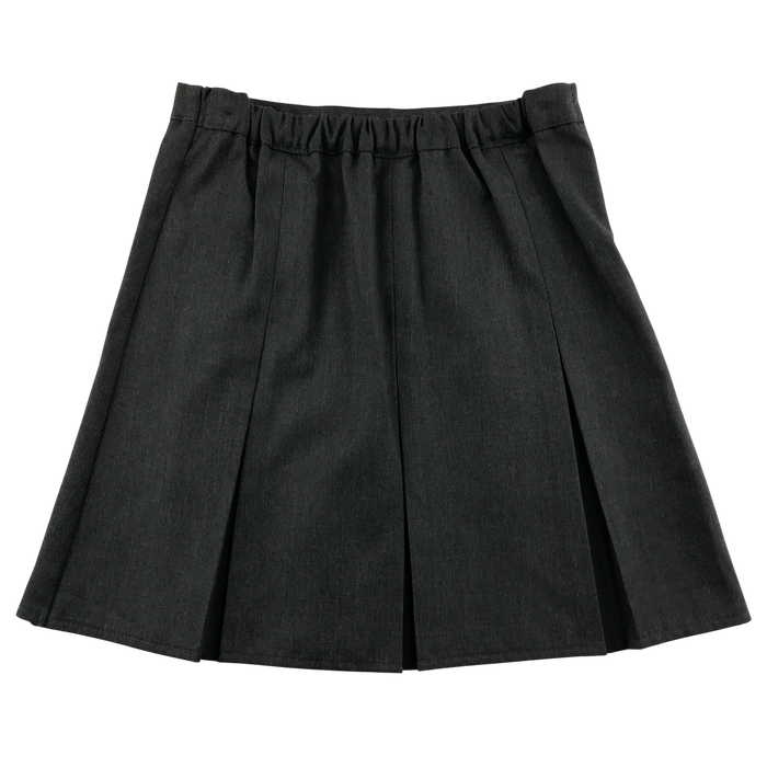 Girls grey thin adjustable waistband pleated school skirt