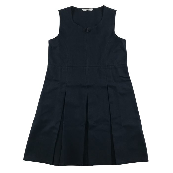 Girls navy A-line with zipper school pinafore