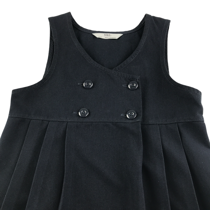 Girls navy double breasted school pinafore