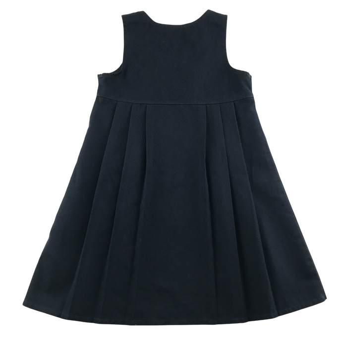 Girls navy double breasted school pinafore